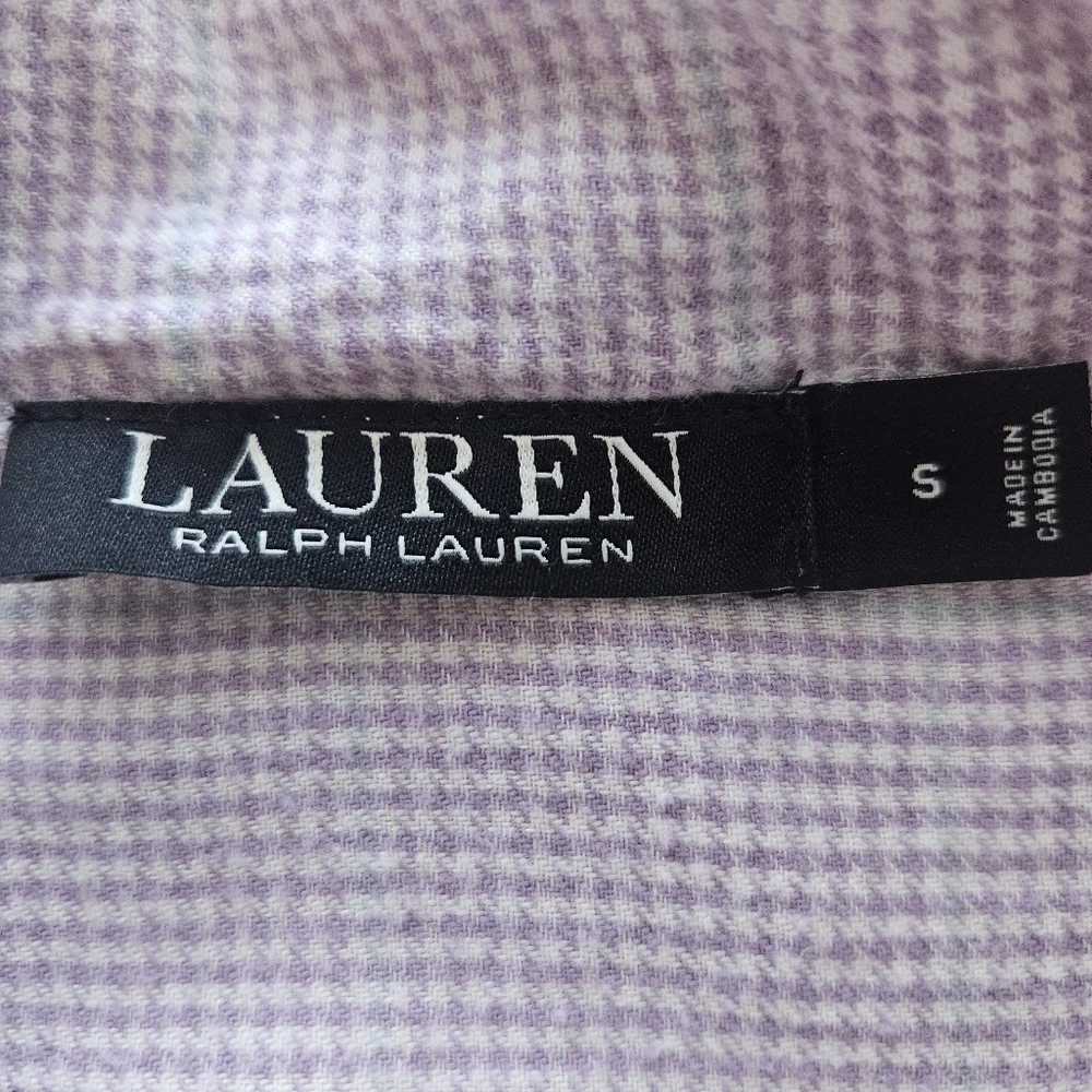 Lauren Ralph Lauren Lavender Plaid Cotton-Blend Twill Sleep‎ Set Sz Small